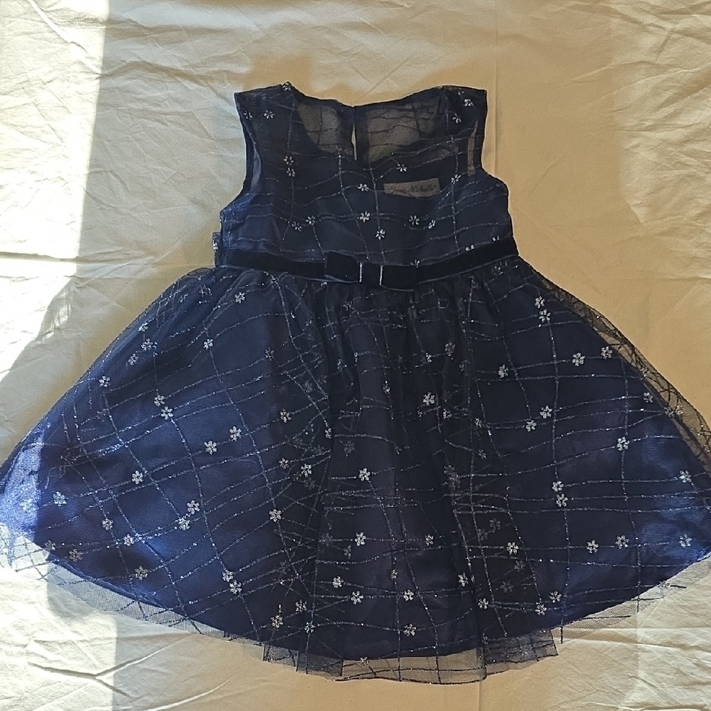Jona Michelle Blue Silver Embellished A-Line Dress With Jacket